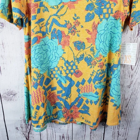 LulaRoe Perfect T Shirt Womens Size XS Floral Short Sleeve Scoop Neck Orange NWT - Picture 4 of 7